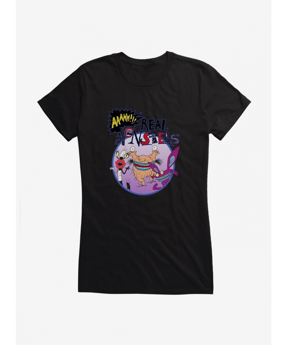 Exclusive Price Aaahh!!! Real Monsters Group Circle Frame Girls T-Shirt $8.76 T-Shirts