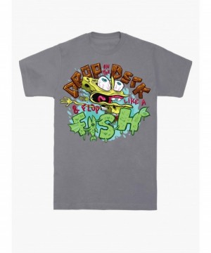 Huge Discount SpongeBob Patch Fish T-Shirt $10.36 T-Shirts