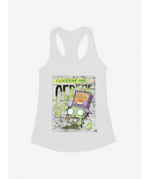 Pre-sale Discount Invader Zim I Love Cereal Girls Tank $9.76 Tanks