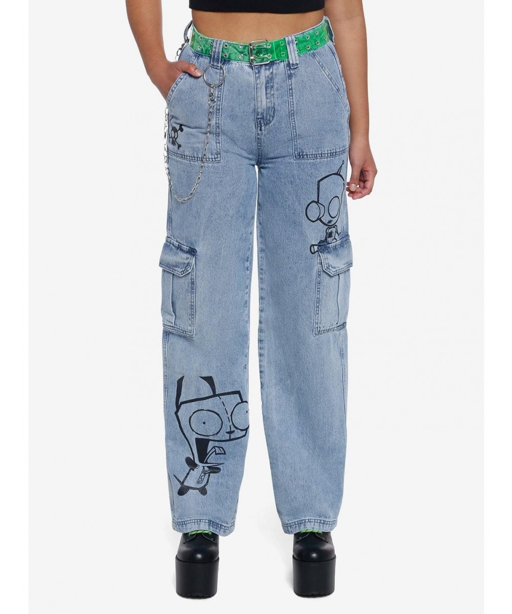 Low Price Invader Zim GIR Wide Leg Denim Pants $20.13 Pants