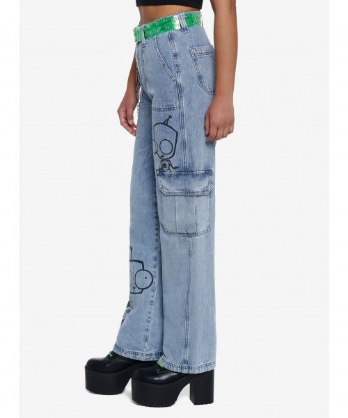 Low Price Invader Zim GIR Wide Leg Denim Pants $20.13 Pants