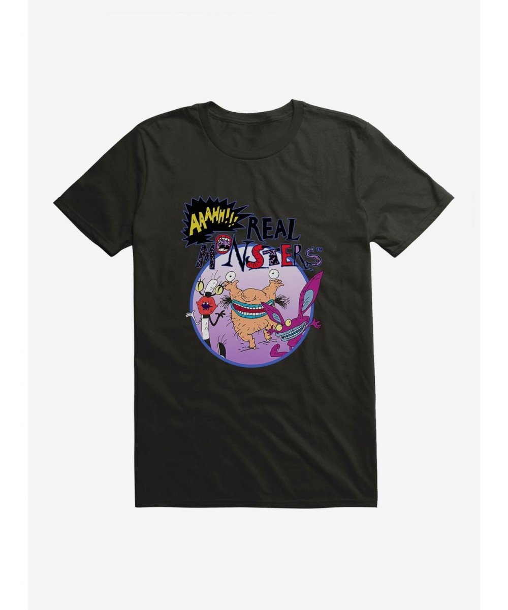 Discount Aaahh!!! Real Monsters Group Circle Frame T-Shirt $8.60 T-Shirts