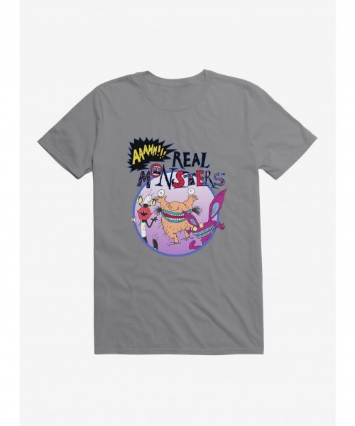 Discount Aaahh!!! Real Monsters Group Circle Frame T-Shirt $8.60 T-Shirts