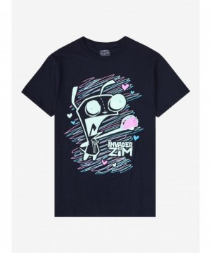 Discount Invader Zim GIR Neon Scribble Boyfriend Fit Girls T-Shirt $9.76 T-Shirts