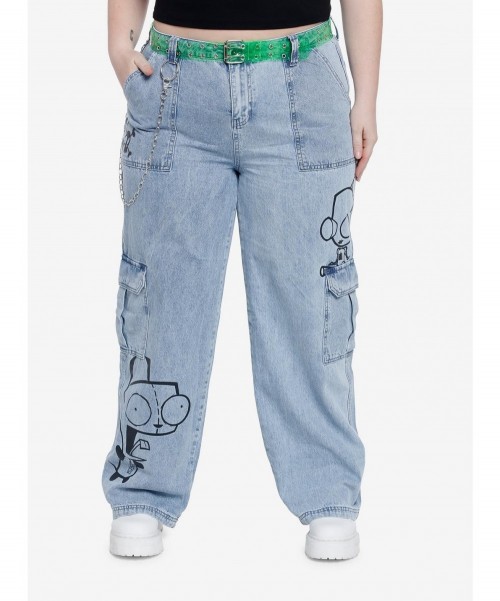 Pre-sale Discount Invader Zim GIR Wide Leg Denim Pants Plus Size $20.77 Pants