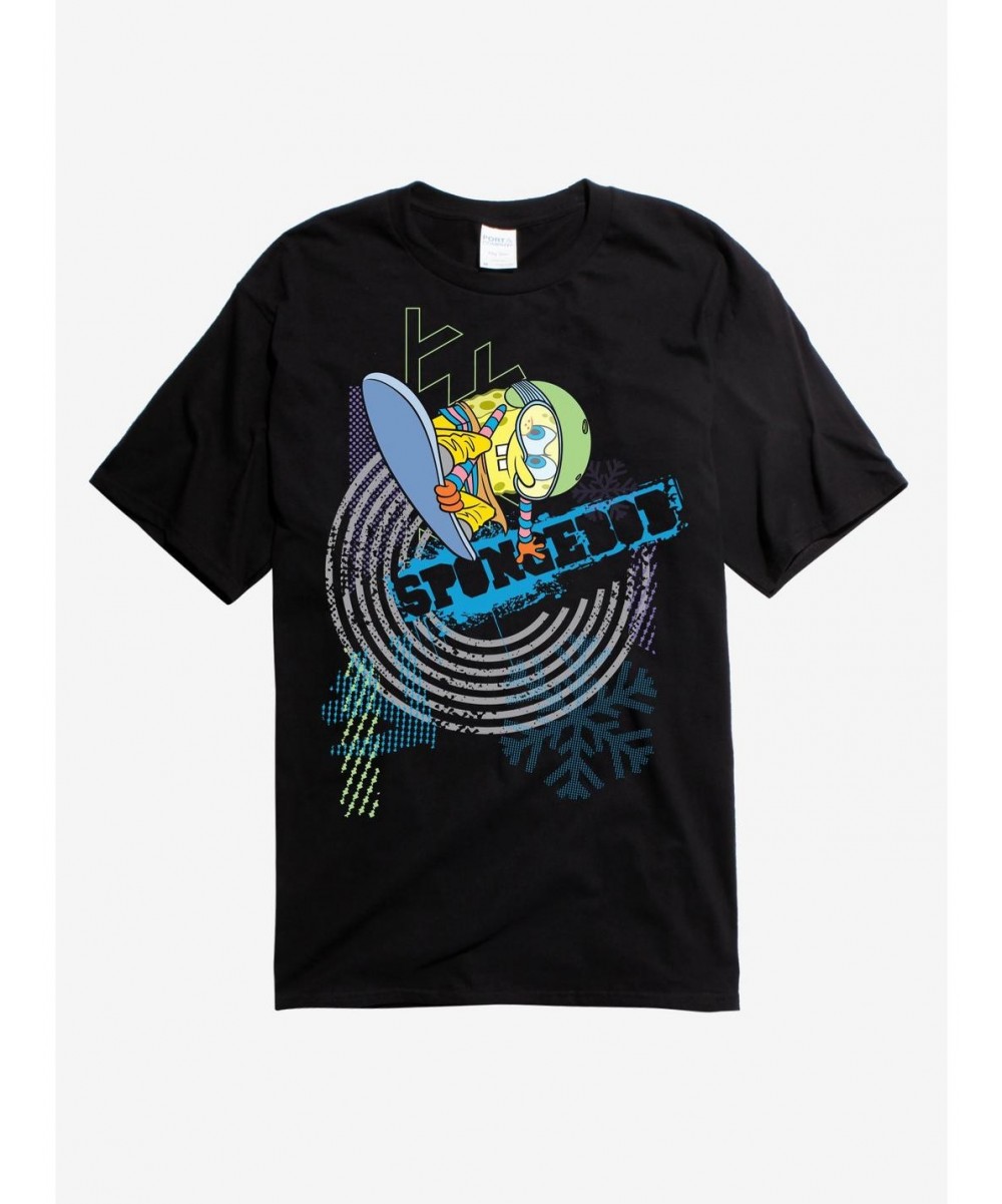 Crazy Deals SpongeBob Snowboard Neon Black T-Shirt $7.46 T-Shirts