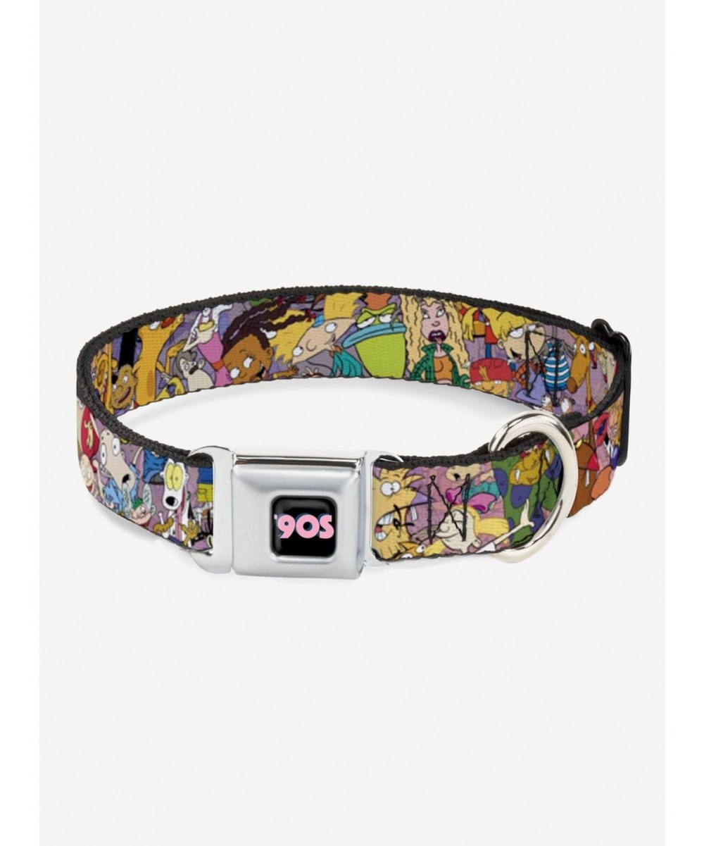 Unique Nickelodeon 90's Rewind Character Mash Up Collage Dog Collar Seatbelt Buckle $8.47 Buckles