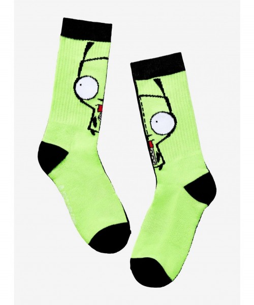 Hot Selling Invader Zim GIR Color Block Crew Socks $2.76 Socks