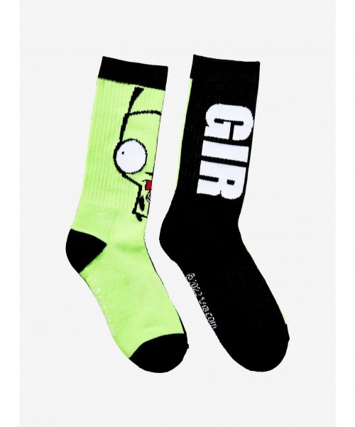 Hot Selling Invader Zim GIR Color Block Crew Socks $2.76 Socks