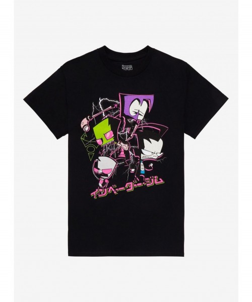 Seasonal Sale Invader Zim Neon Group Boyfriend Fit Girls T-Shirt $7.37 T-Shirts