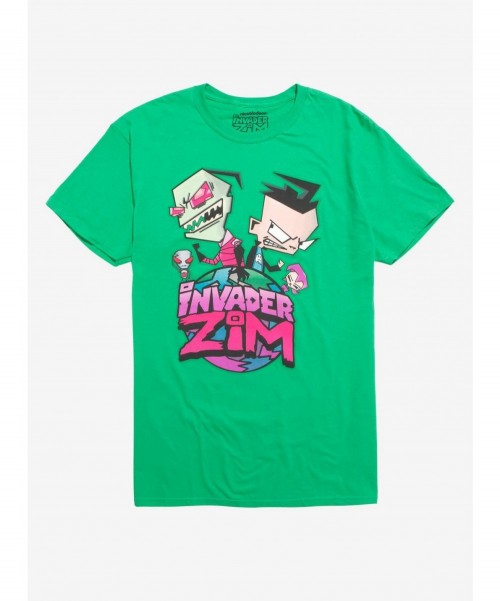 Discount Invader Zim Planet Logo Green T-Shirt $11.22 T-Shirts