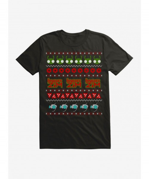 Value Item Invader Zim Ugly Christmas Pattern T-Shirt $9.37 T-Shirts