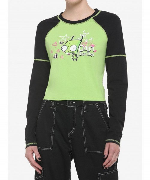 Exclusive Invader Zoom GIR Contrast Stitch Girls Raglan Long-Sleeve Top $7.29 Tops