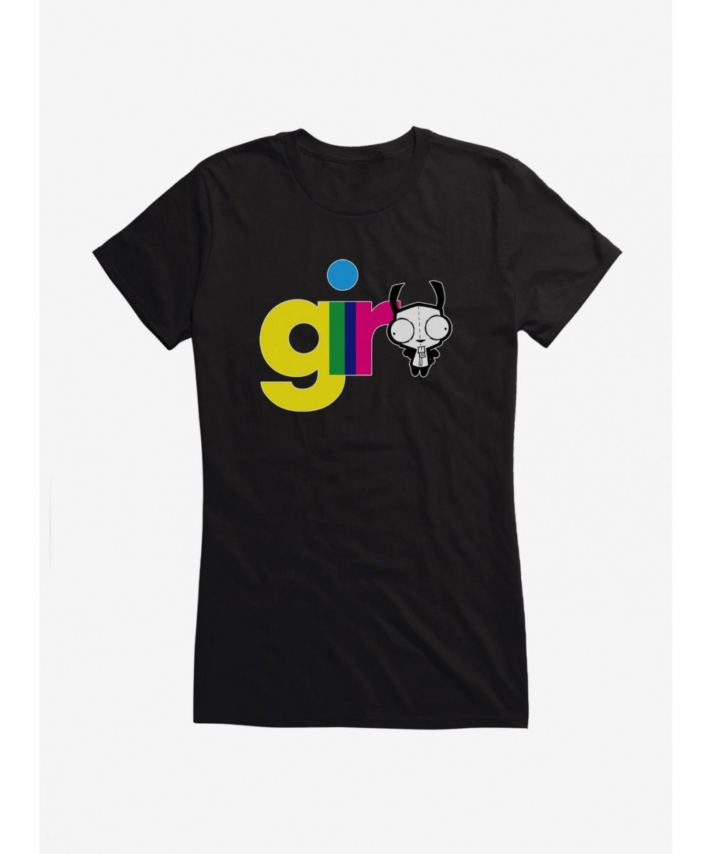 Huge Discount Invader Zim Gir Neon Script Girls T-Shirt $7.97 T-Shirts