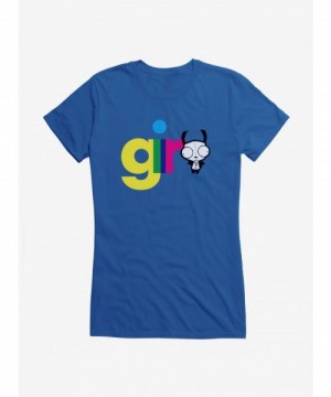 Huge Discount Invader Zim Gir Neon Script Girls T-Shirt $7.97 T-Shirts