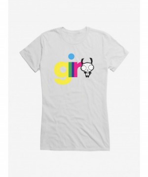 Huge Discount Invader Zim Gir Neon Script Girls T-Shirt $7.97 T-Shirts