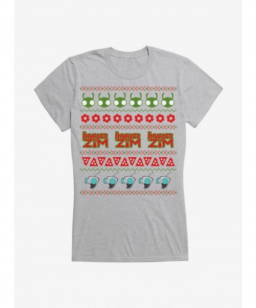 Pre-sale Invader Zim Ugly Christmas Pattern Girls T-Shirt $6.57 T-Shirts