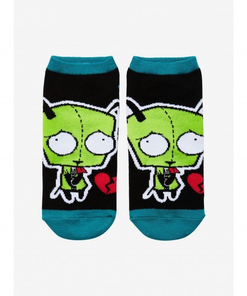 Discount Sale Invader Zim GIR Broken Heart No-Show Socks $1.18 Socks