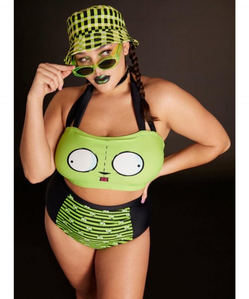 Sale Item Invader Zim GIR Halter Swim Top Plus Size $10.26 Tops