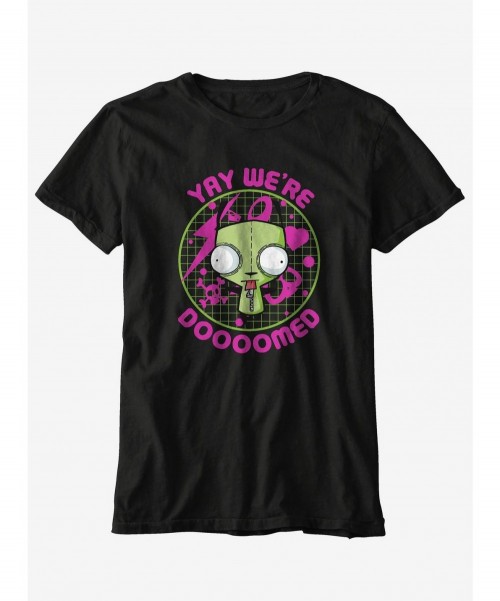 Fashion Invader Zim We're Doomed Boyfriend Fit Girls T-Shirt $7.77 T-Shirts