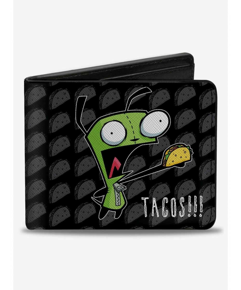 Trendy Invader Zim GIR Tacos Pose Taco Monogram Bifold Wallet $8.32 Wallets