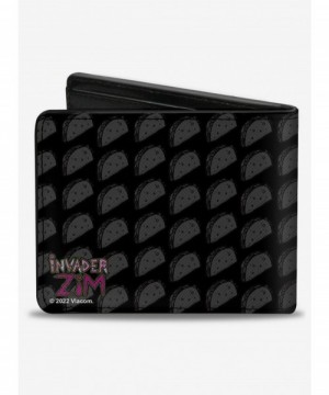 Trendy Invader Zim GIR Tacos Pose Taco Monogram Bifold Wallet $8.32 Wallets