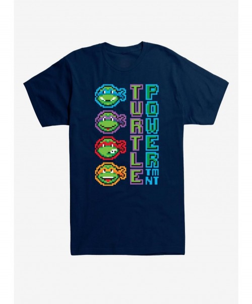 Absolute Discount Teenage Mutant Ninja Turtles Pixel Art Turtle Power Vertical T-Shirt $8.80 T-Shirts